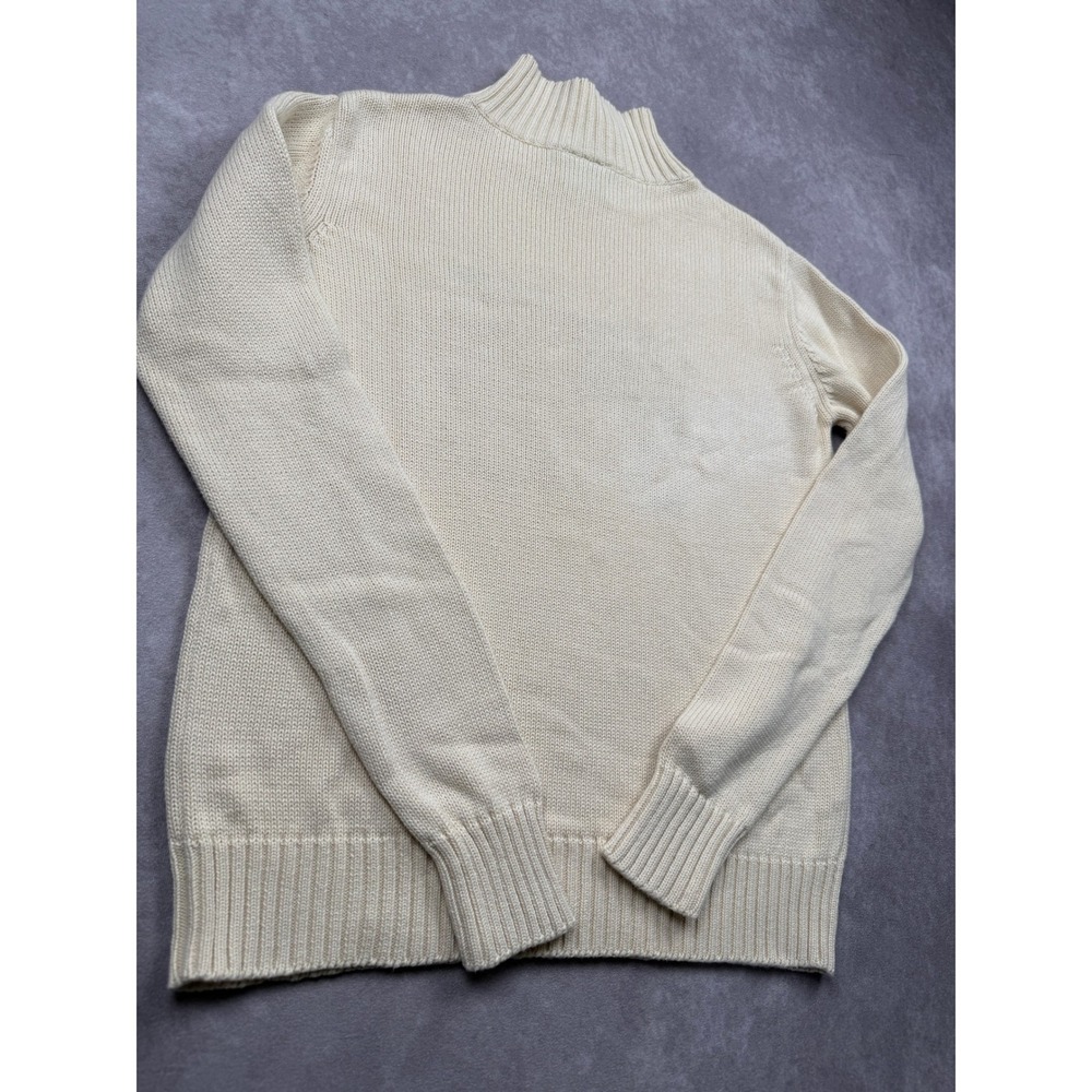 VTG Ralph Lauren Polo Jeans Co American Flag Mock Cotton Sweater Beige Womens S - Picture 13 of 13
